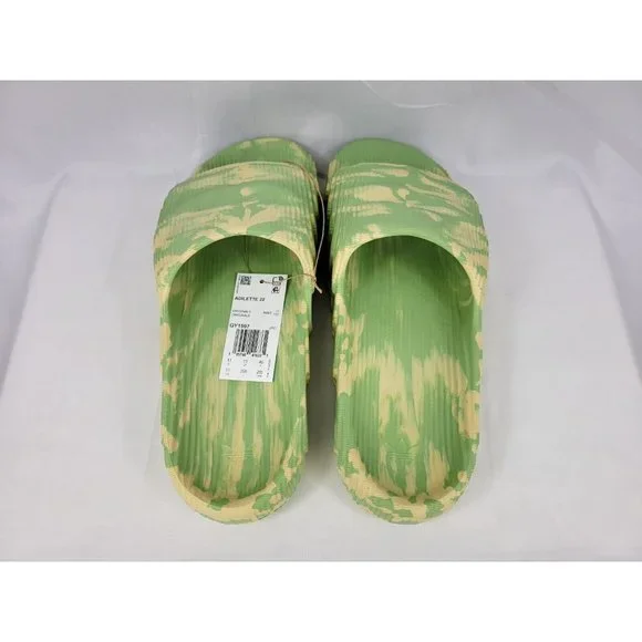 Adidas Adilette 22 'Magic Lime Desert Sand' Slides Sandals Mens Size 11 GY1597 - Picture 4 of 11